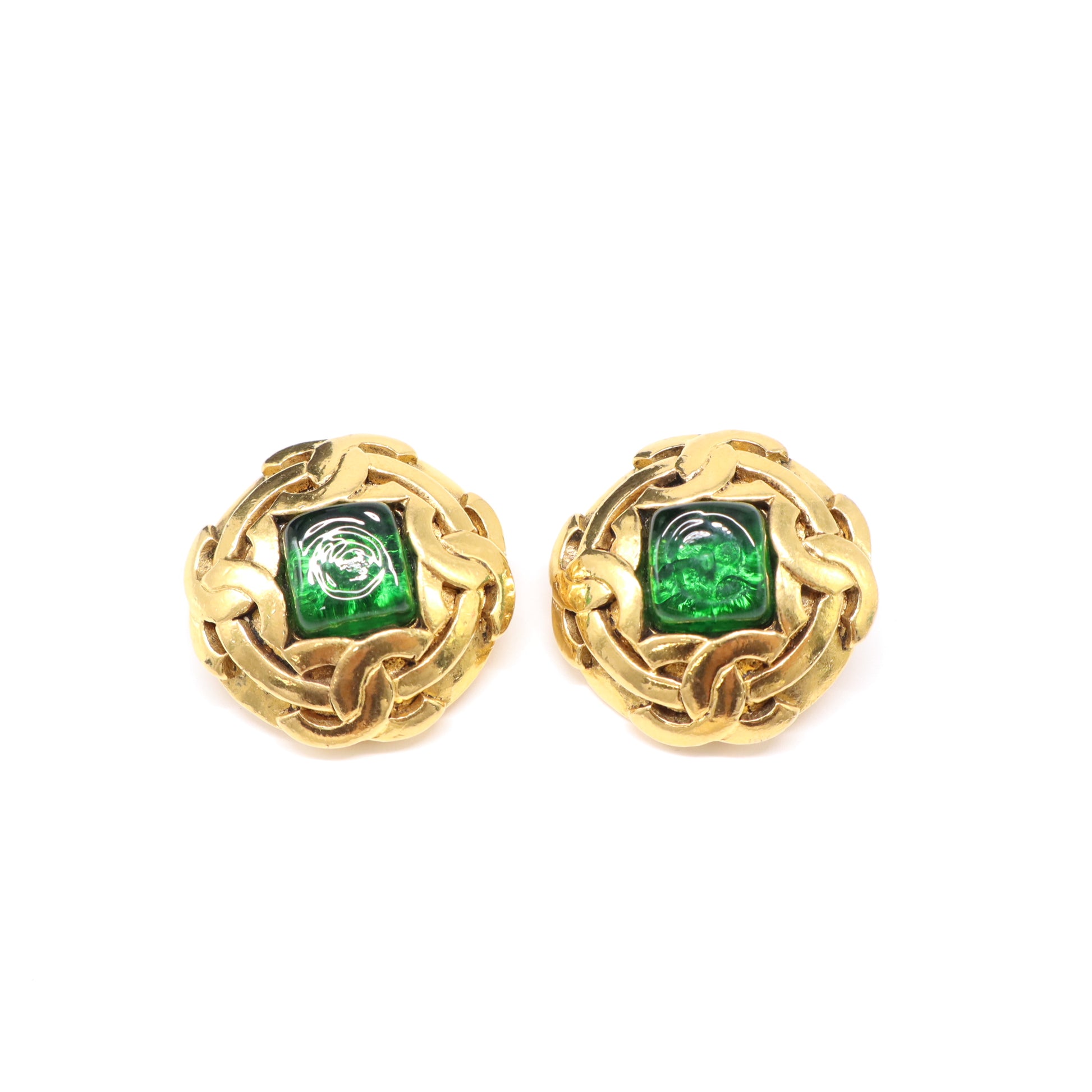 Chanel Vintage Fall 1993 Maison Gripoix Interlocking CC Clip-On Earrings W21907