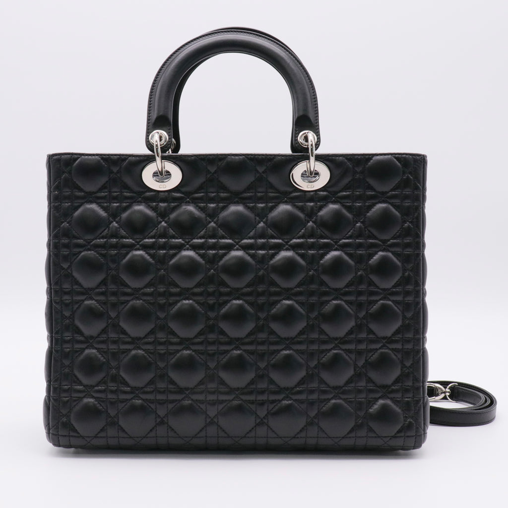 Lambskin Cannage Large Lady Dior Black
