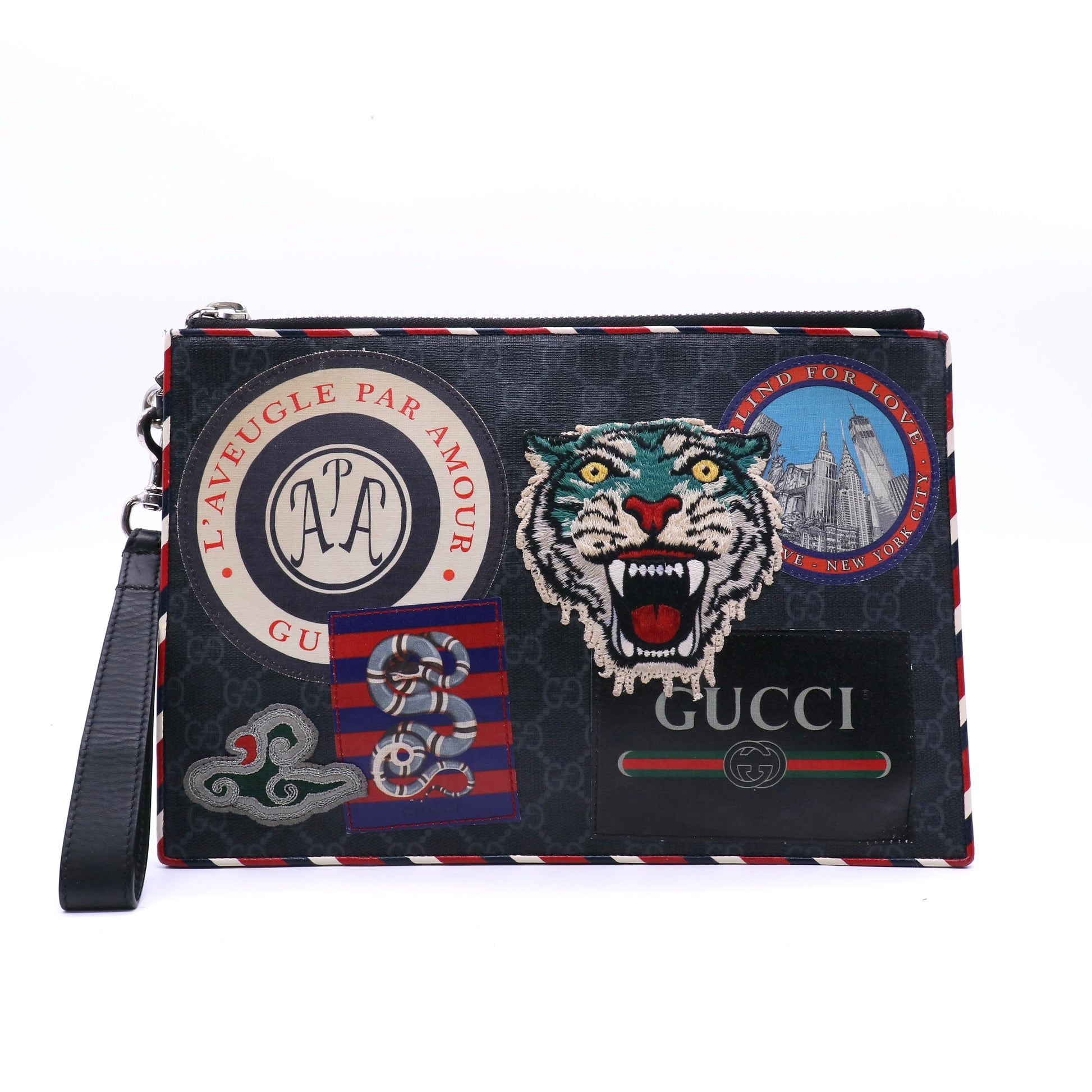 BlackGG Supreme Canvas Night Courrier Zip Wristlet Clutch Bag TWINS W20740