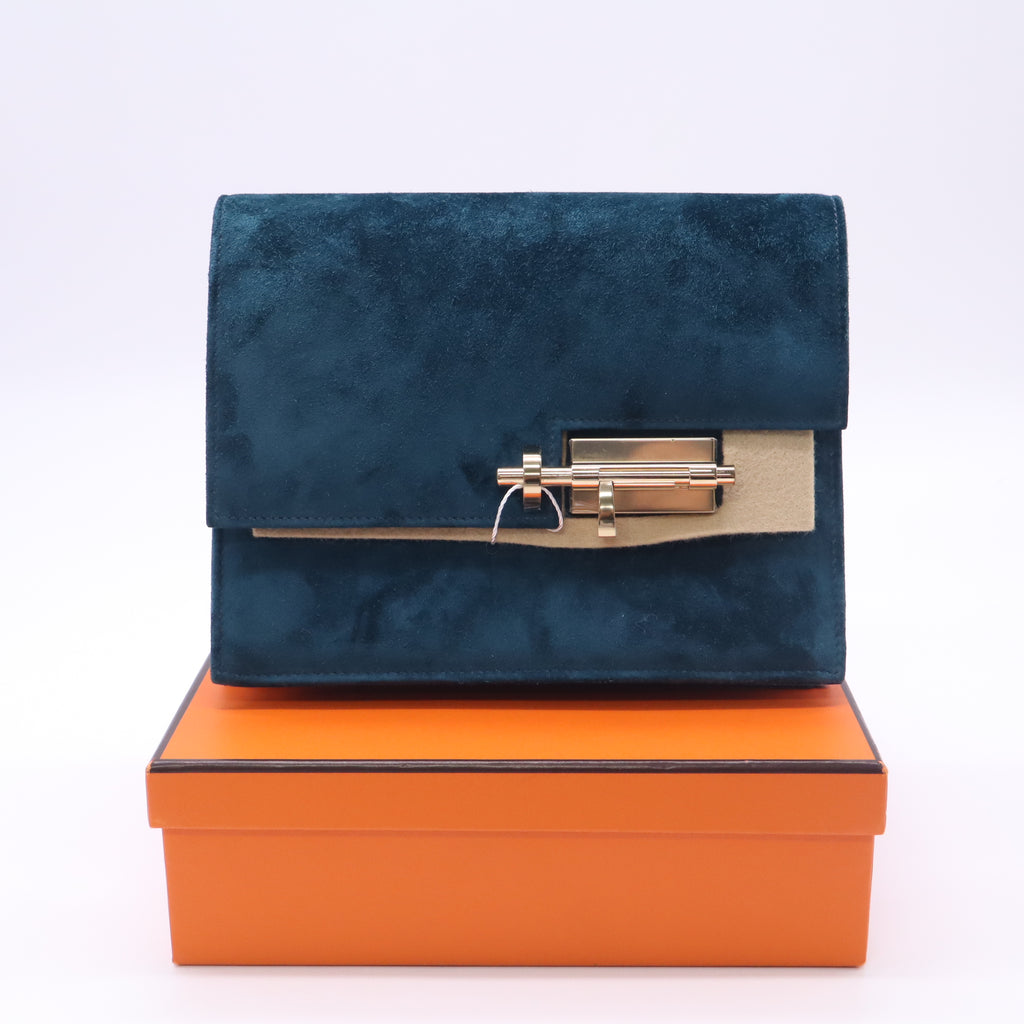 Hermes Veau Doblis Mini Verrou Chaine Bag Bleu Ocean twins LDJ5833