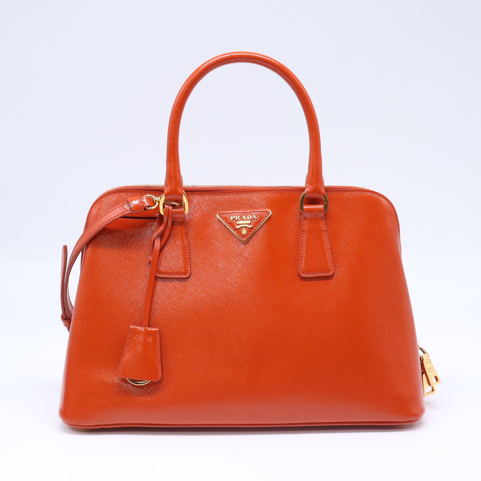 Prada Small Saffiano Vernice Promenade Satchel Twins B22271