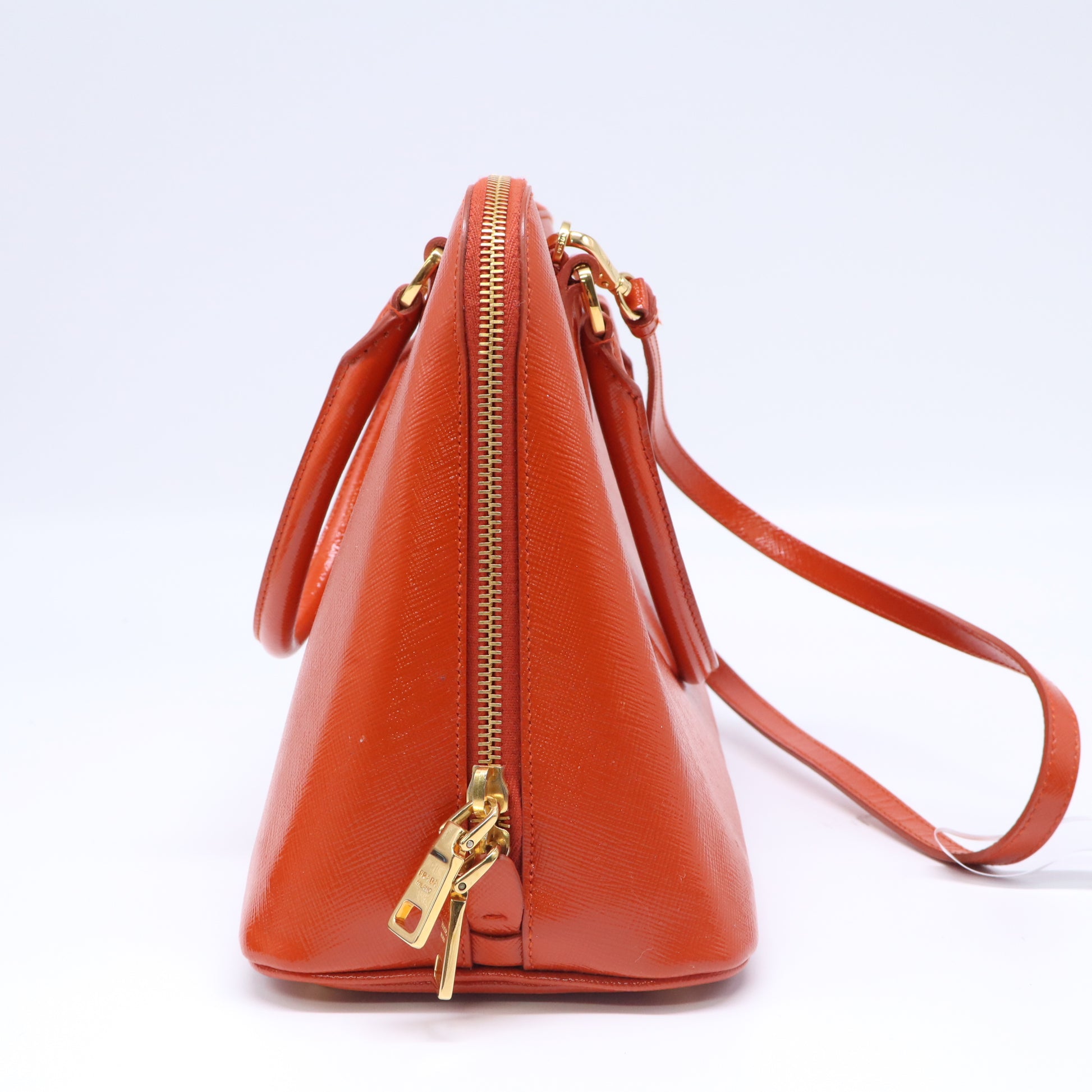 Prada Small Saffiano Vernice Promenade Satchel Twins B22271