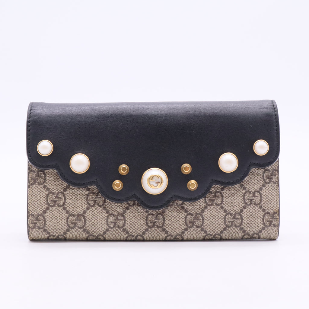 GG Supreme Monogram Mini Peony Pearly Black