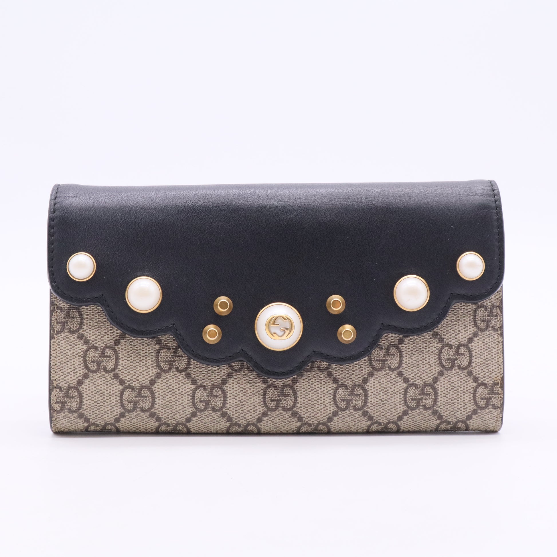 GG Supreme Monogram Mini Peony Pearly Black