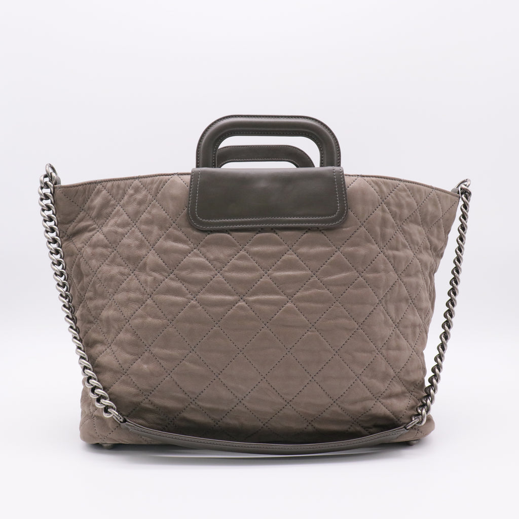 Iridescent Calfskin Quilted In The Mix Shopping Tote twins