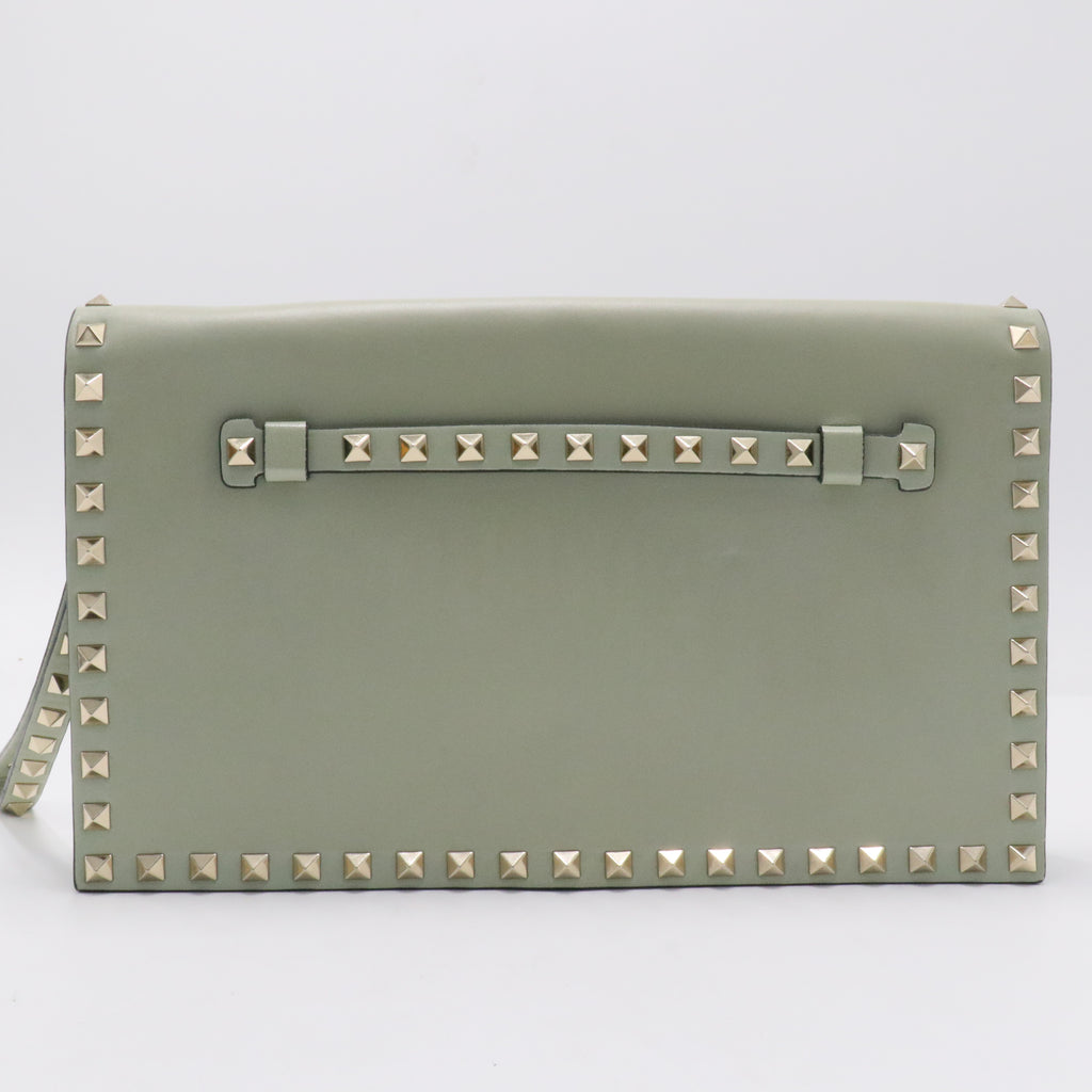 Nappa Rockstud Wristlet Clutch Green Tea Sorbet