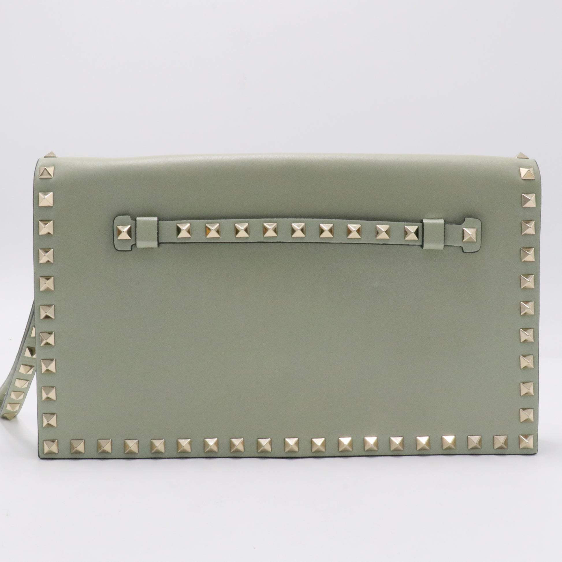 Nappa Rockstud Wristlet Clutch Green Tea Sorbet