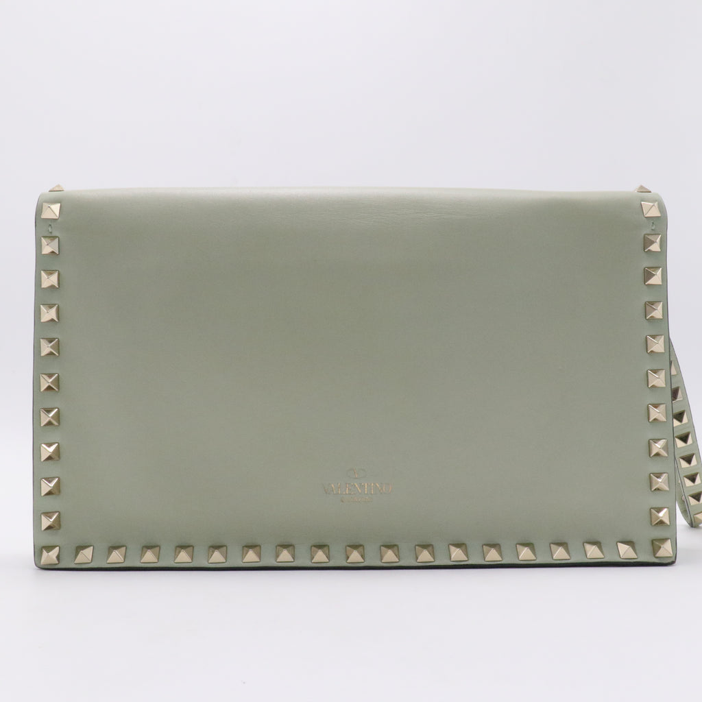 Nappa Rockstud Wristlet Clutch Green Tea Sorbet