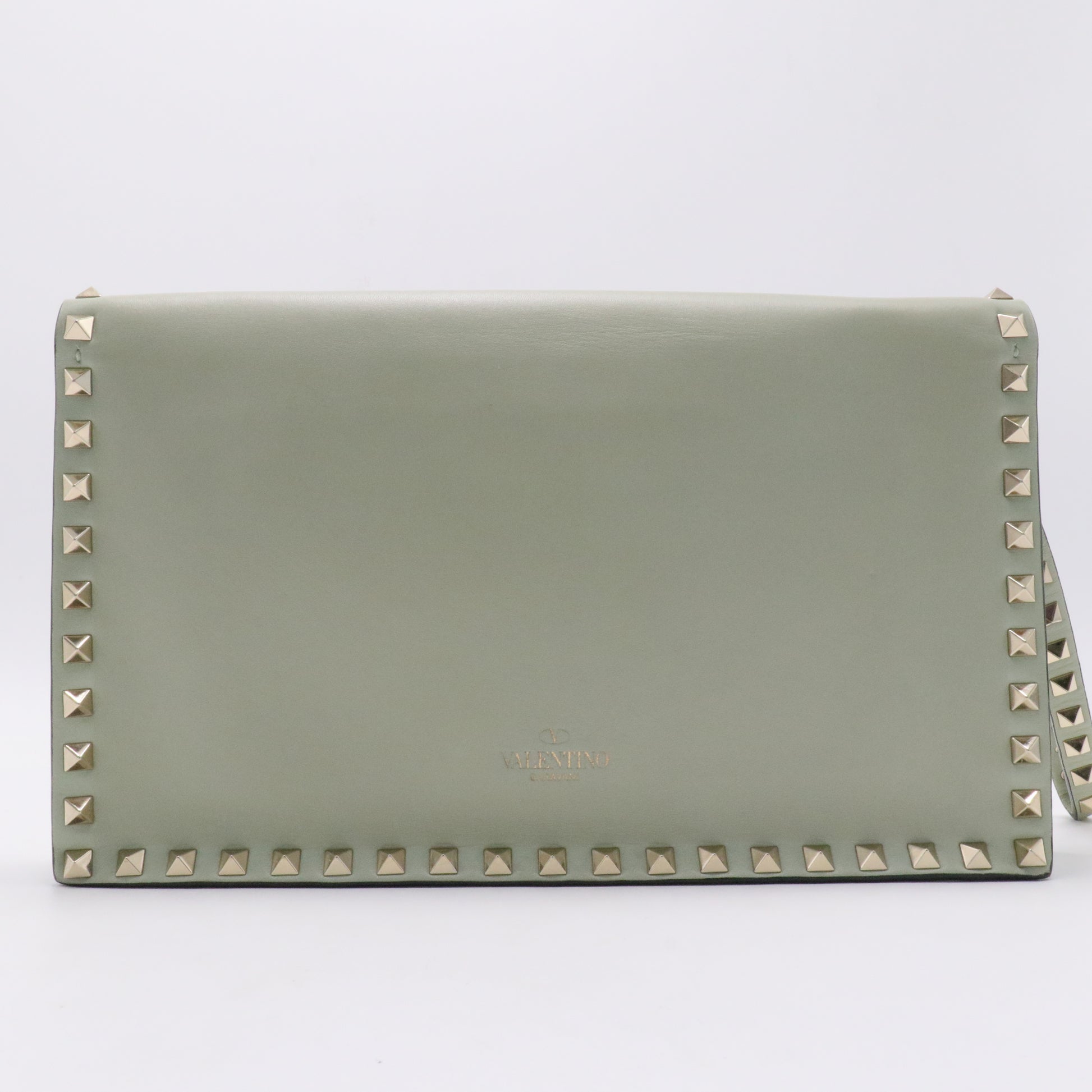 Nappa Rockstud Wristlet Clutch Green Tea Sorbet