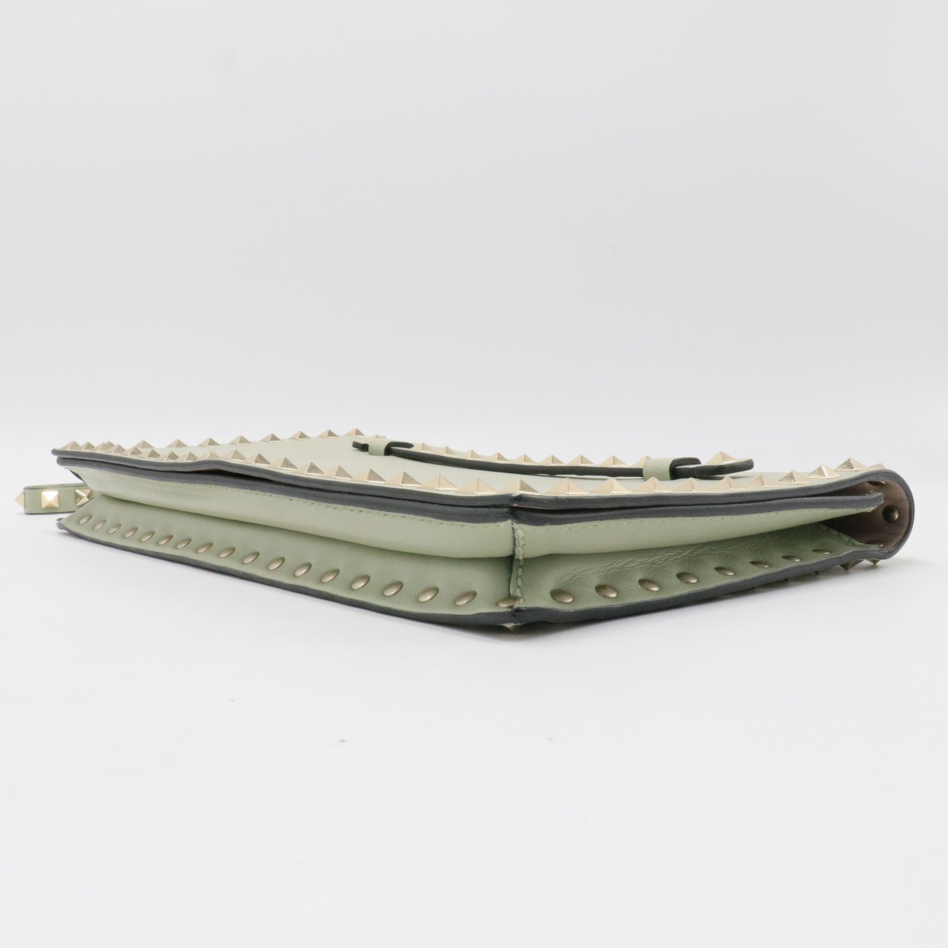 Nappa Rockstud Wristlet Clutch Green Tea Sorbet