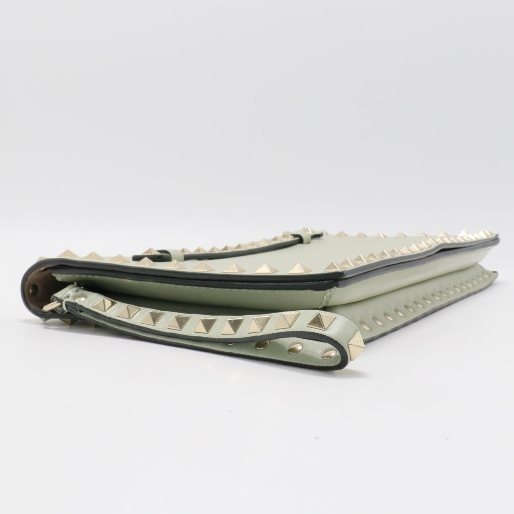 Nappa Rockstud Wristlet Clutch Green Tea Sorbet