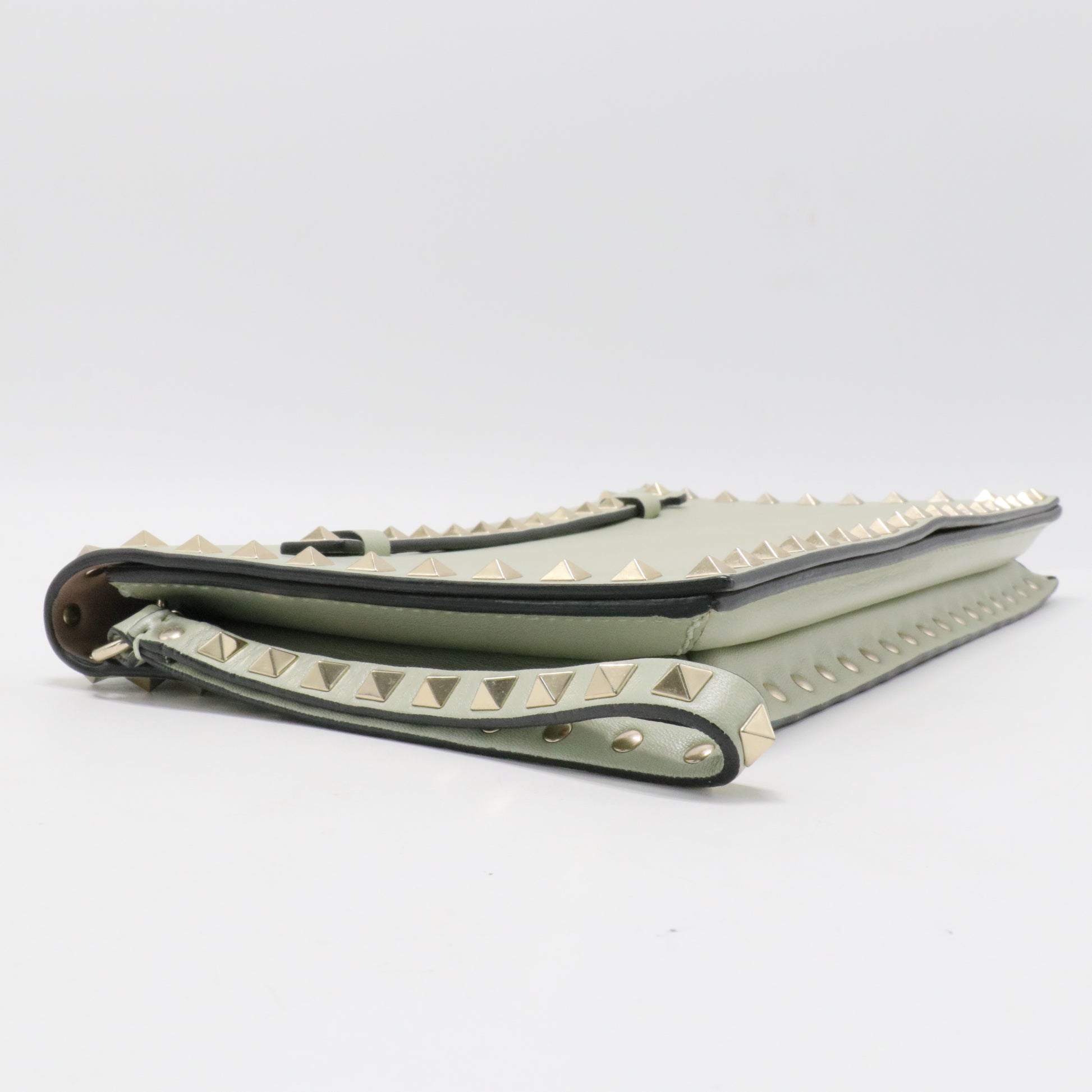 Nappa Rockstud Wristlet Clutch Green Tea Sorbet