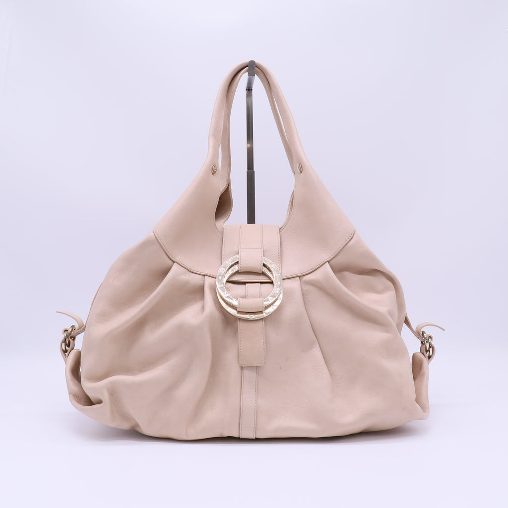 Bvlgari Bvlgari Off-White Leather Chandra Hobo twins B21043
