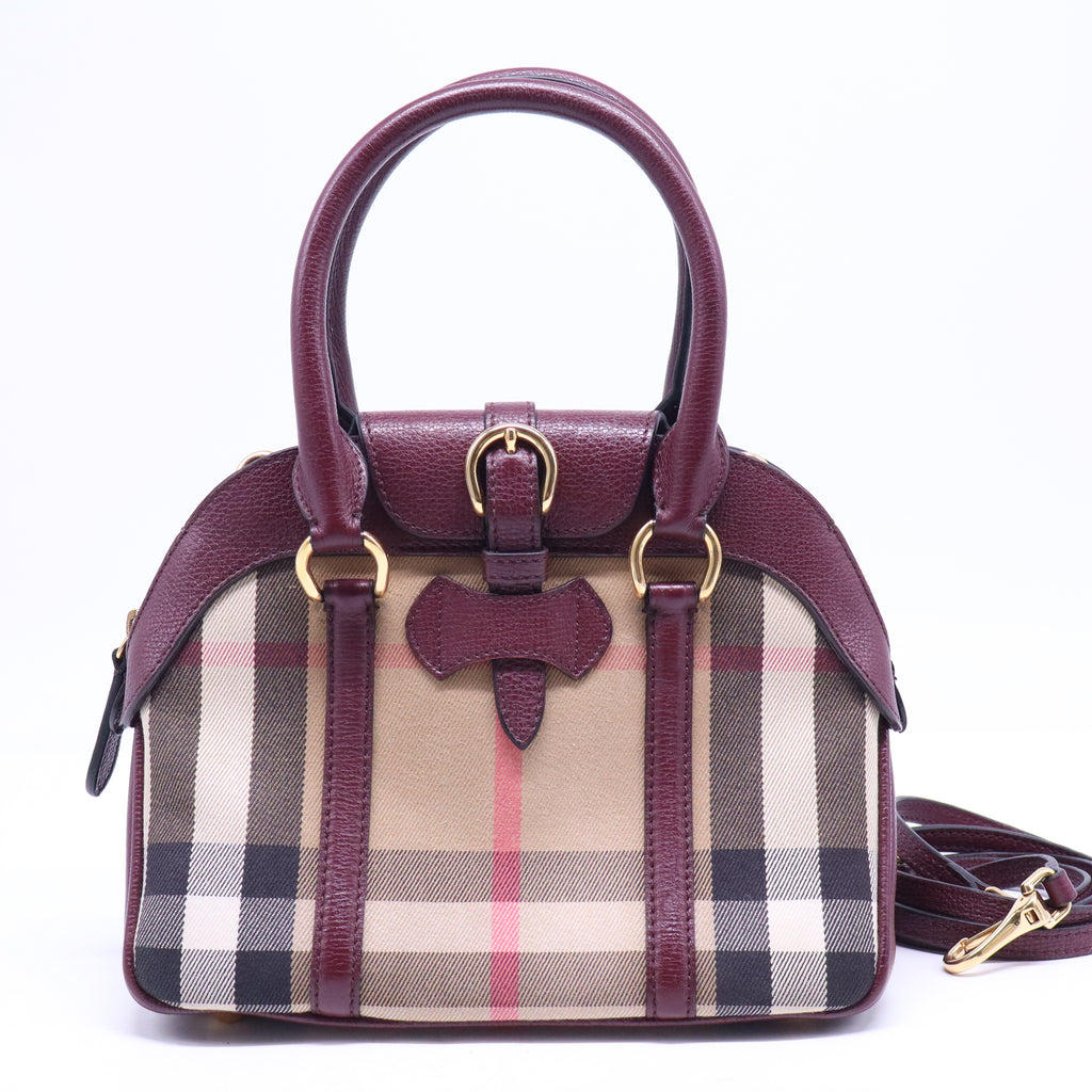 Milverton Dome Bowling Bag House Check Canvas and Leather Small B21016