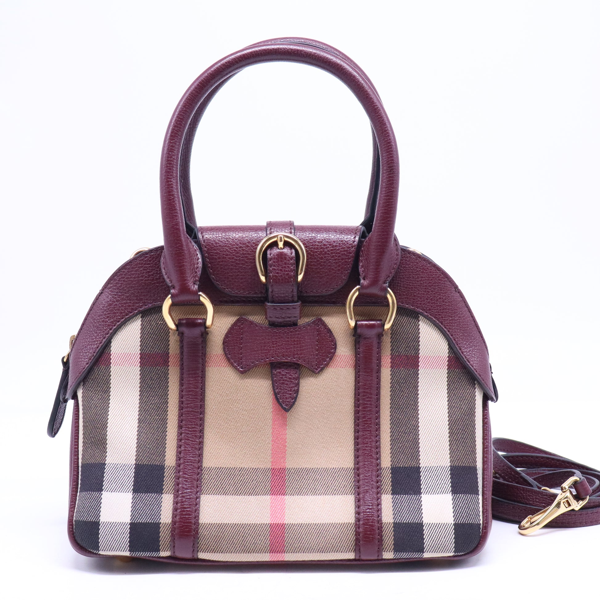 Milverton Dome Bowling Bag House Check Canvas and Leather Small B21016