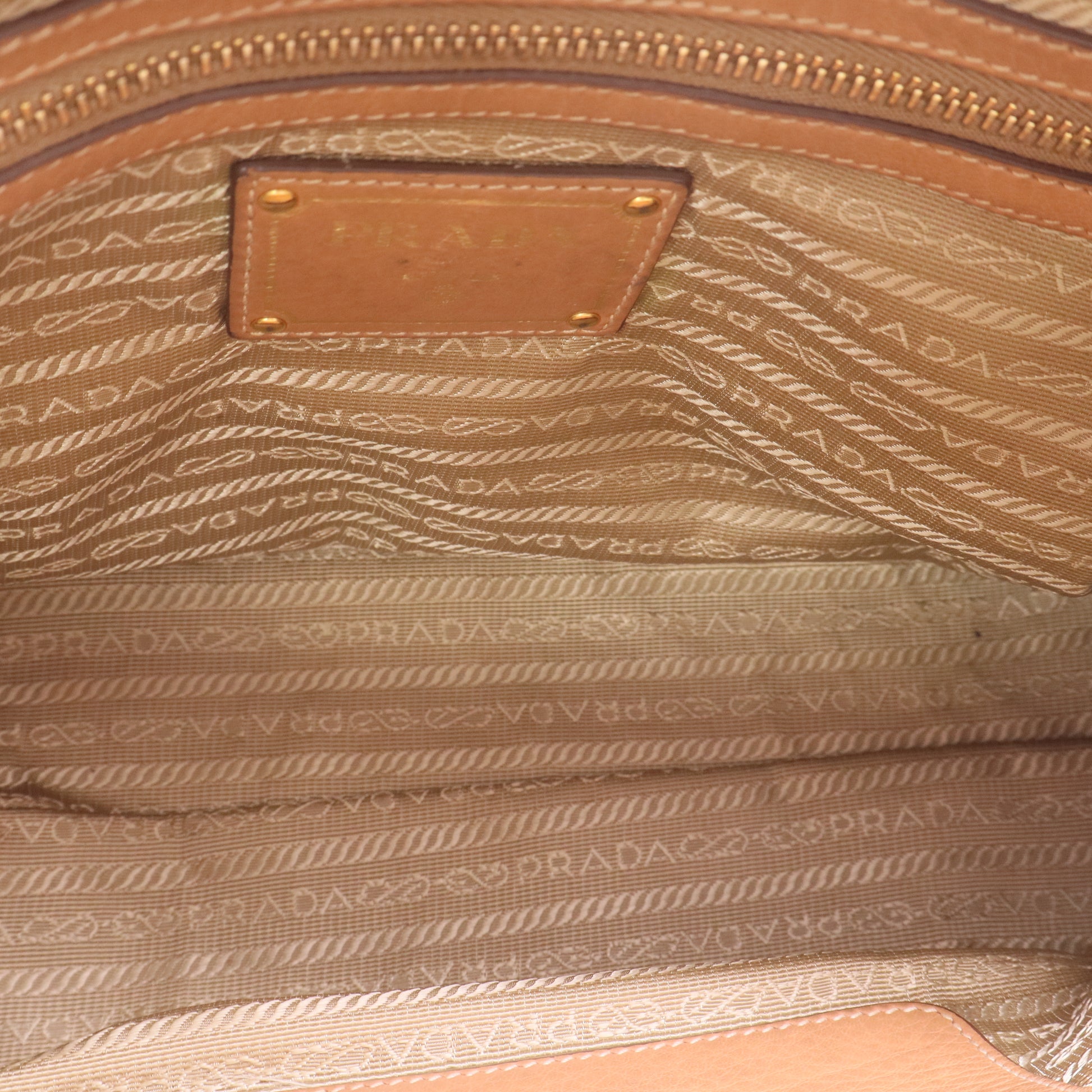 Light Brown Vitello Daino Leather Zip East/West Top Handle Bag twins