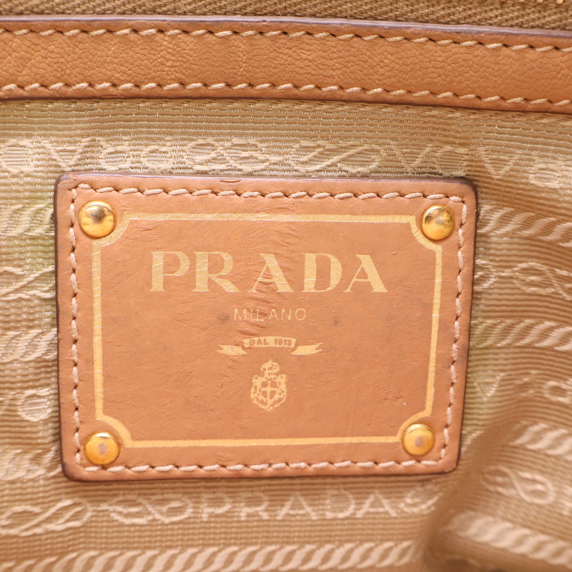 Light Brown Vitello Daino Leather Zip East/West Top Handle Bag twins