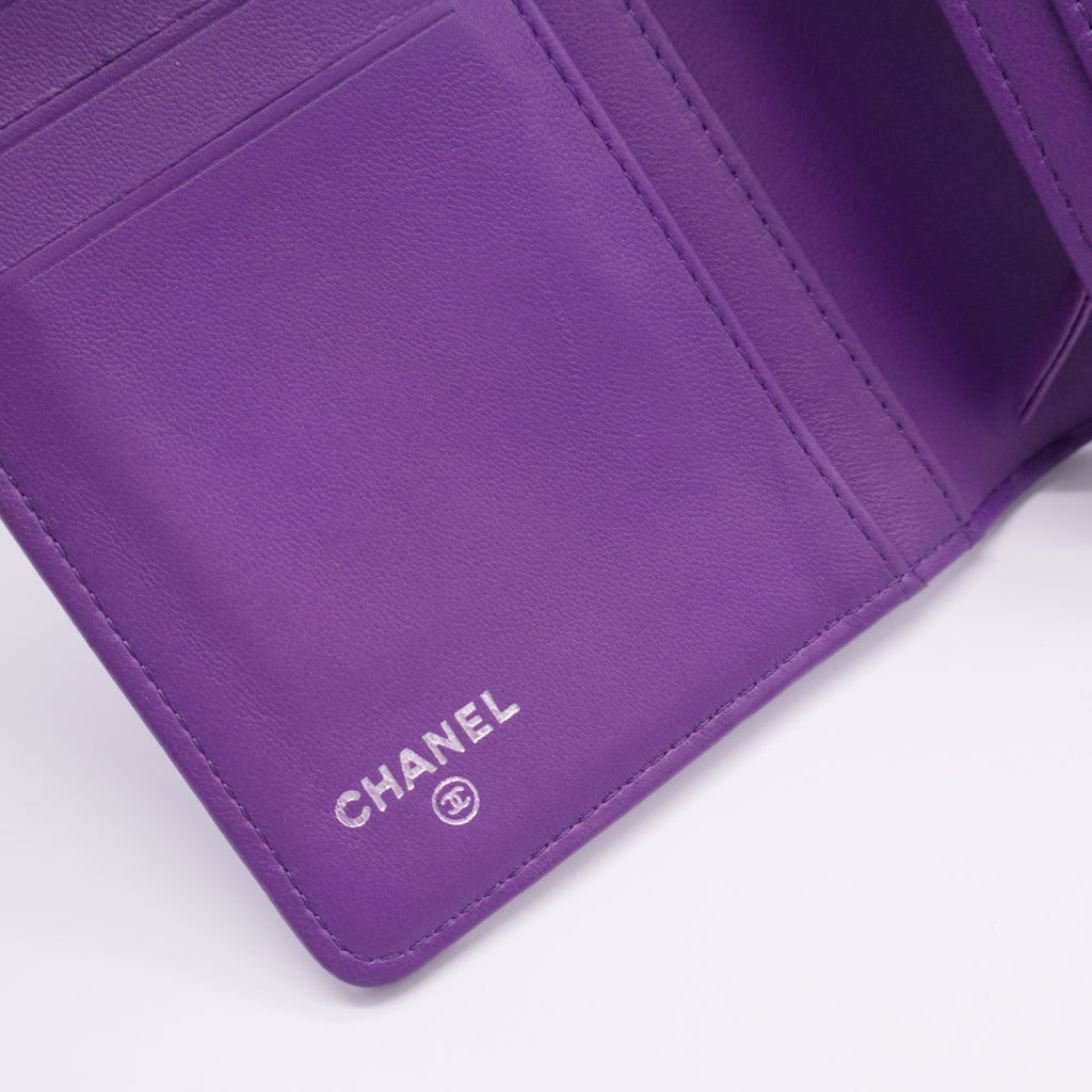 Lambskin Quilted Boy Wallet On Chain WOC Purple