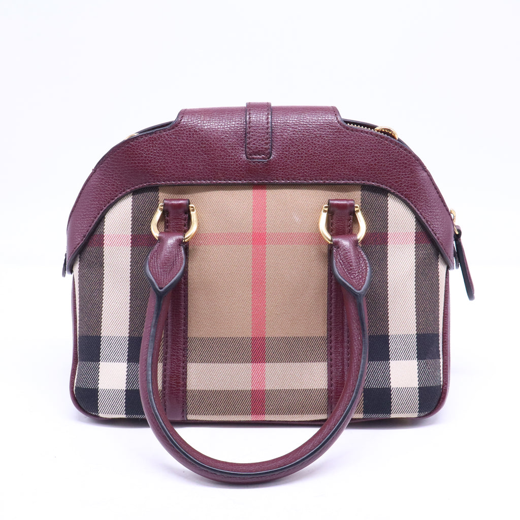 Milverton Dome Bowling Bag House Check Canvas and Leather Small B21016