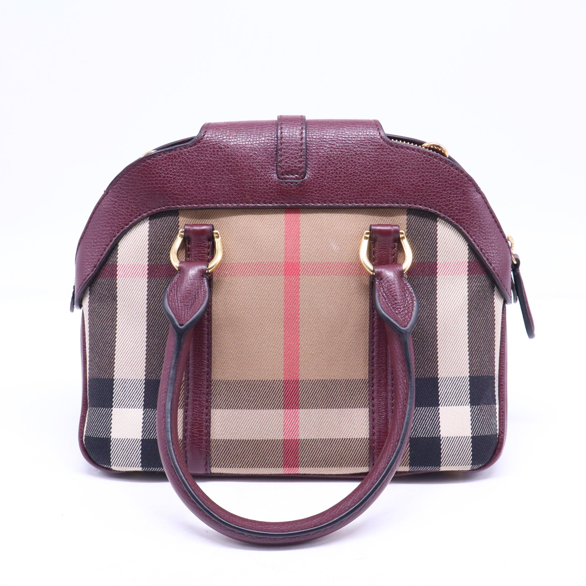 Milverton Dome Bowling Bag House Check Canvas and Leather Small B21016