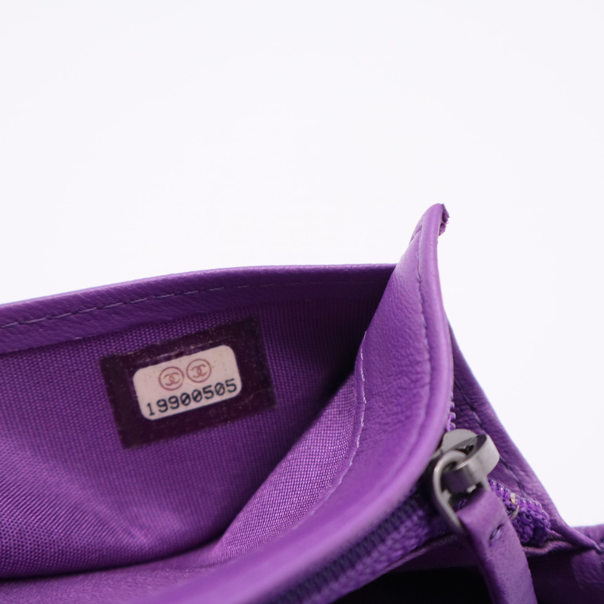 Lambskin Quilted Boy Wallet On Chain WOC Purple