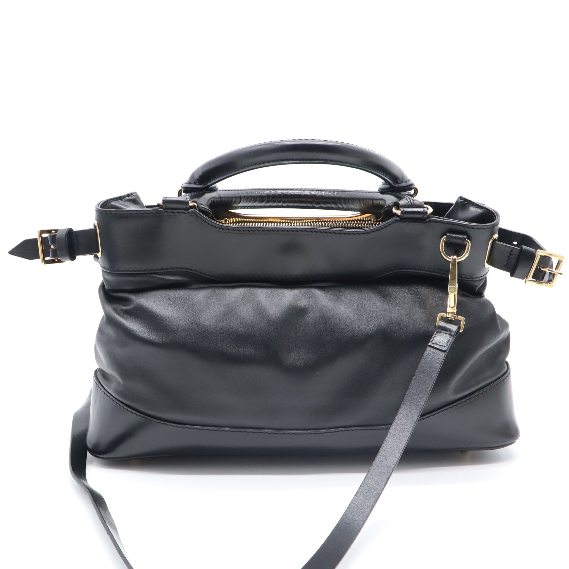 Black Soft Leather Bridle Small Hepburn Satchel Bag B21657