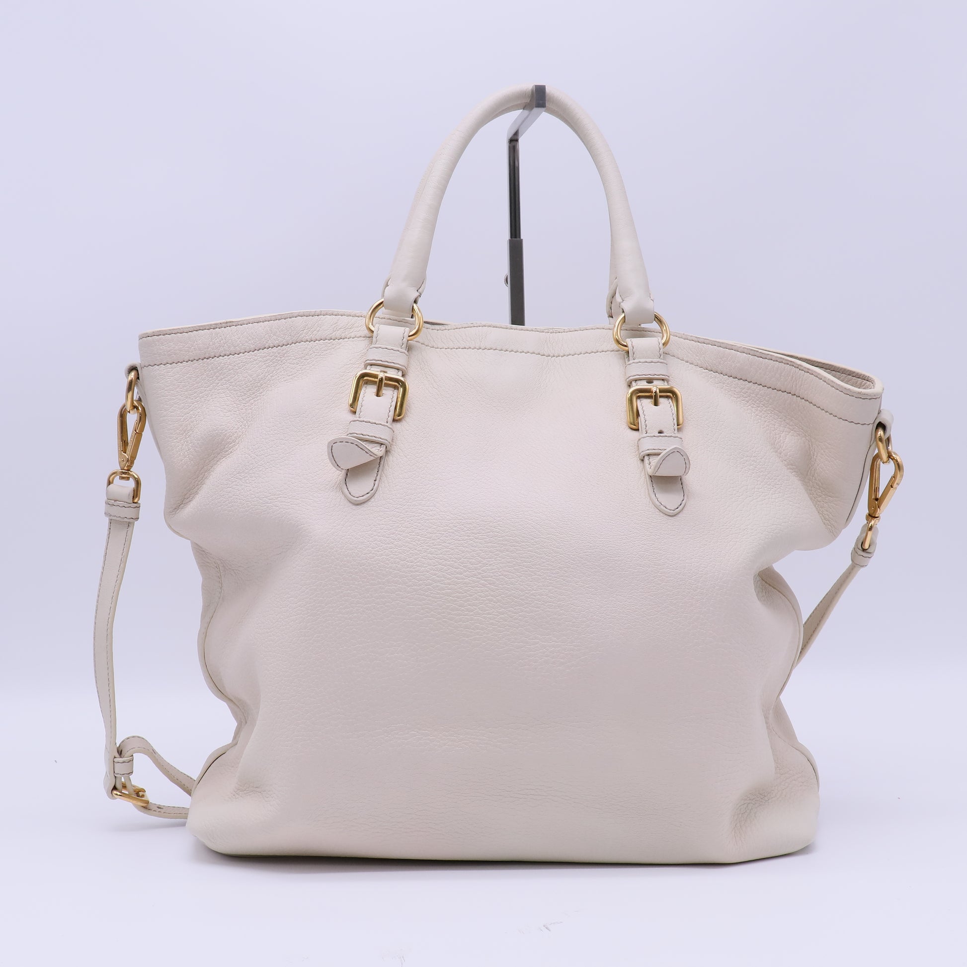 Prada Vitello Phenix Side Zip Tote Argilla twins B21695