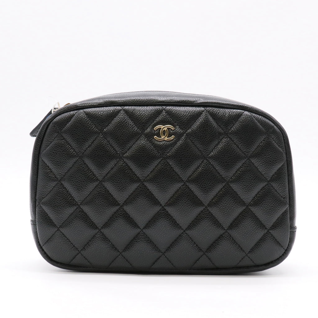 Caviar Quilted Medium Curvy Pouch Cosmetic Case Black twins LDJ5858