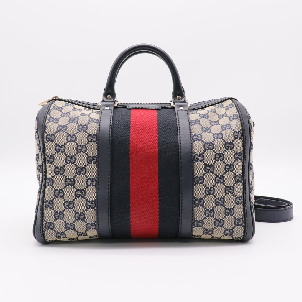 Gucc GG Canvas Vintage Web Medium Boston Bag Twins B21661
