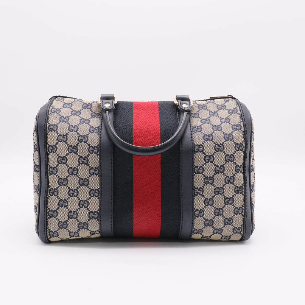 Gucc GG Canvas Vintage Web Medium Boston Bag Twins B21661