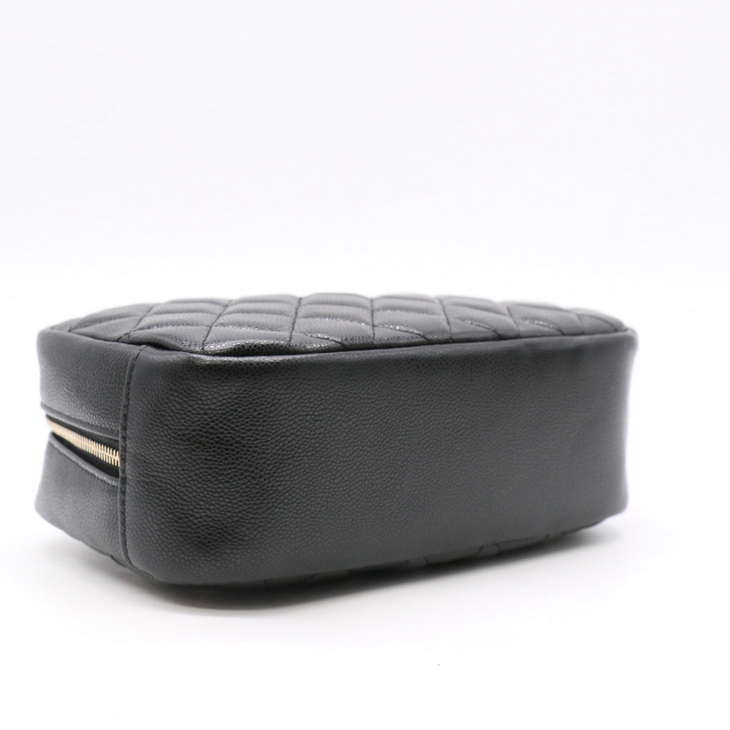 Caviar Quilted Medium Curvy Pouch Cosmetic Case Black twins LDJ5858