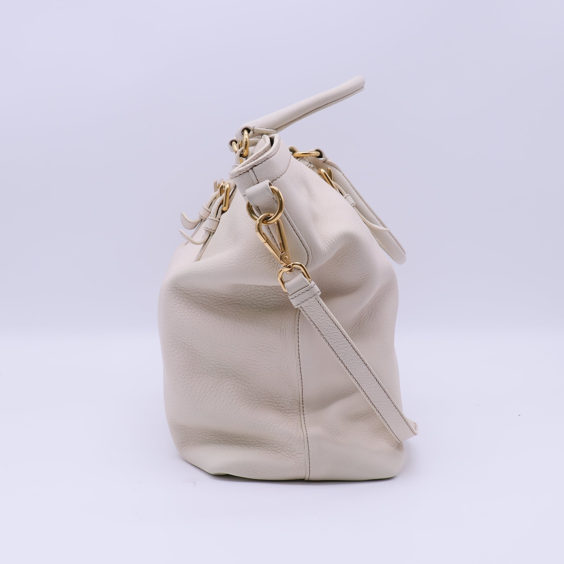 Prada Vitello Phenix Side Zip Tote Argilla twins B21695