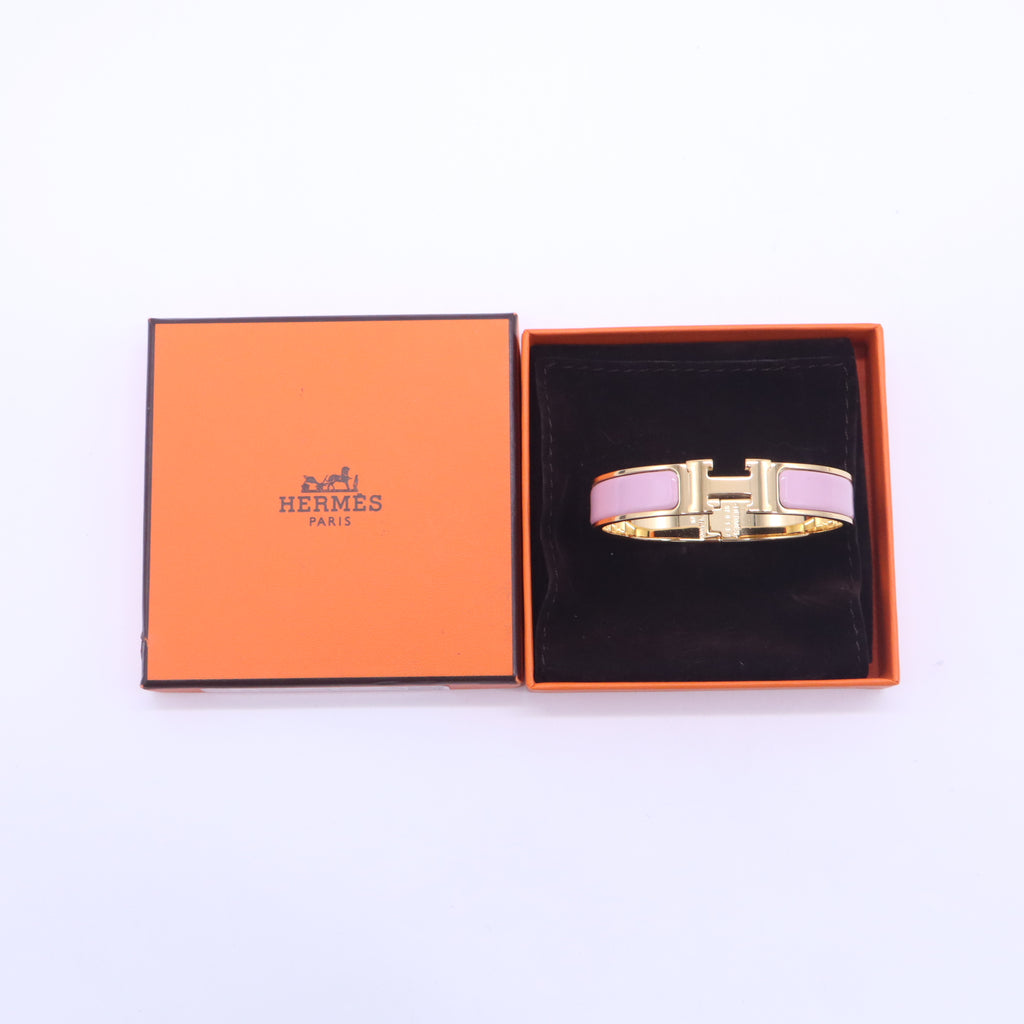 Hermes Clic H Bracelet Enamel Narrow Gold Twins W23078