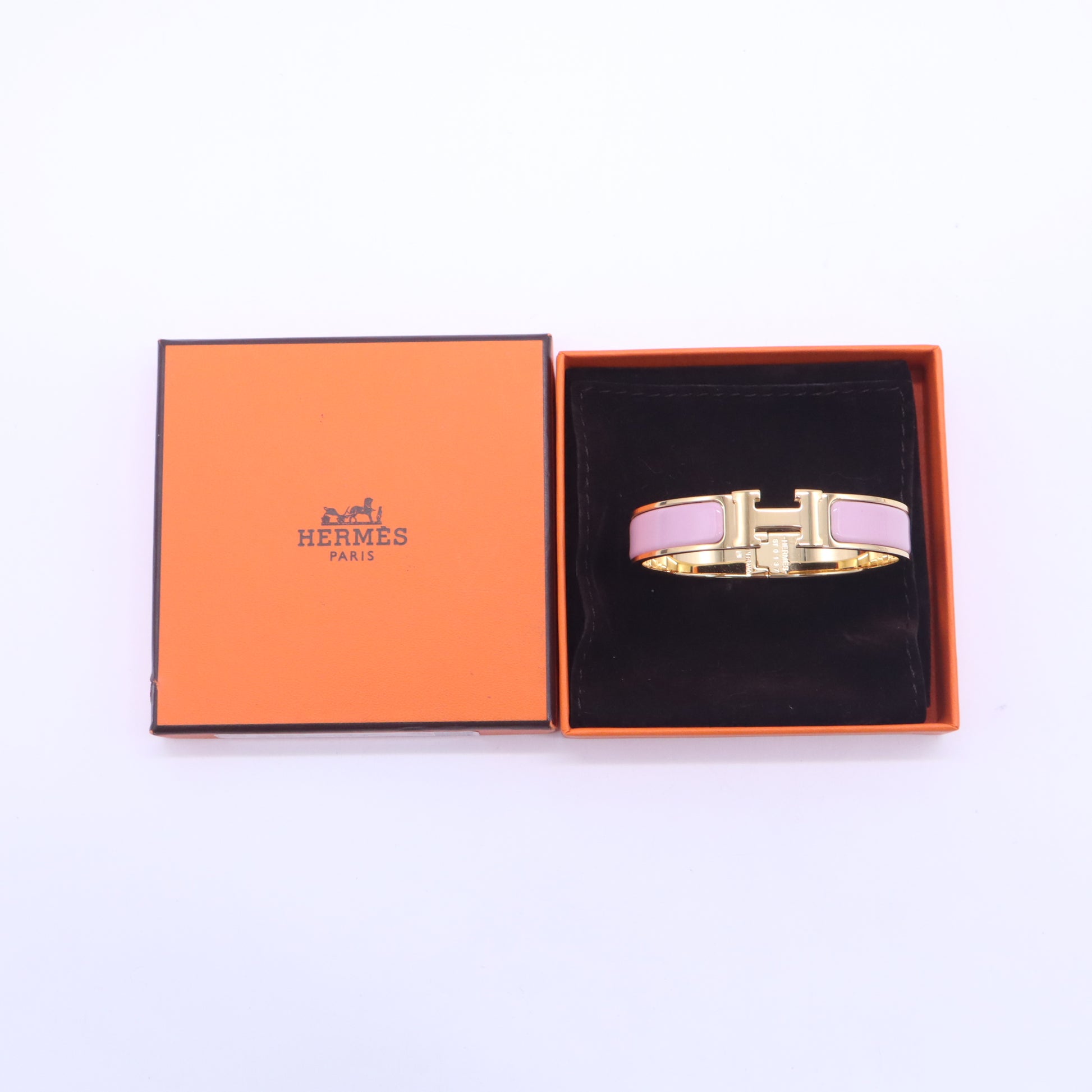 Hermes Clic H Bracelet Enamel Narrow Gold Twins W23078