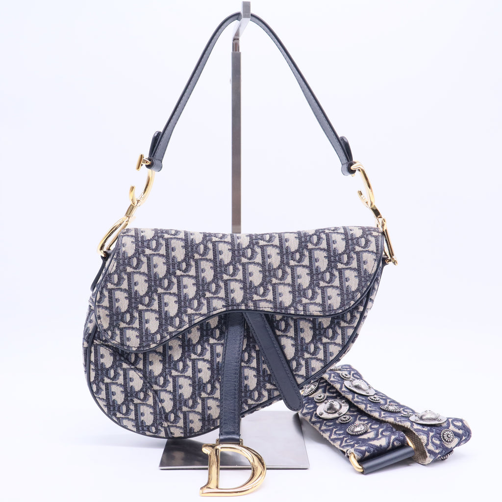 Christian Dior Saddle Handbag Oblique Canvas Medium twins LDJ4198