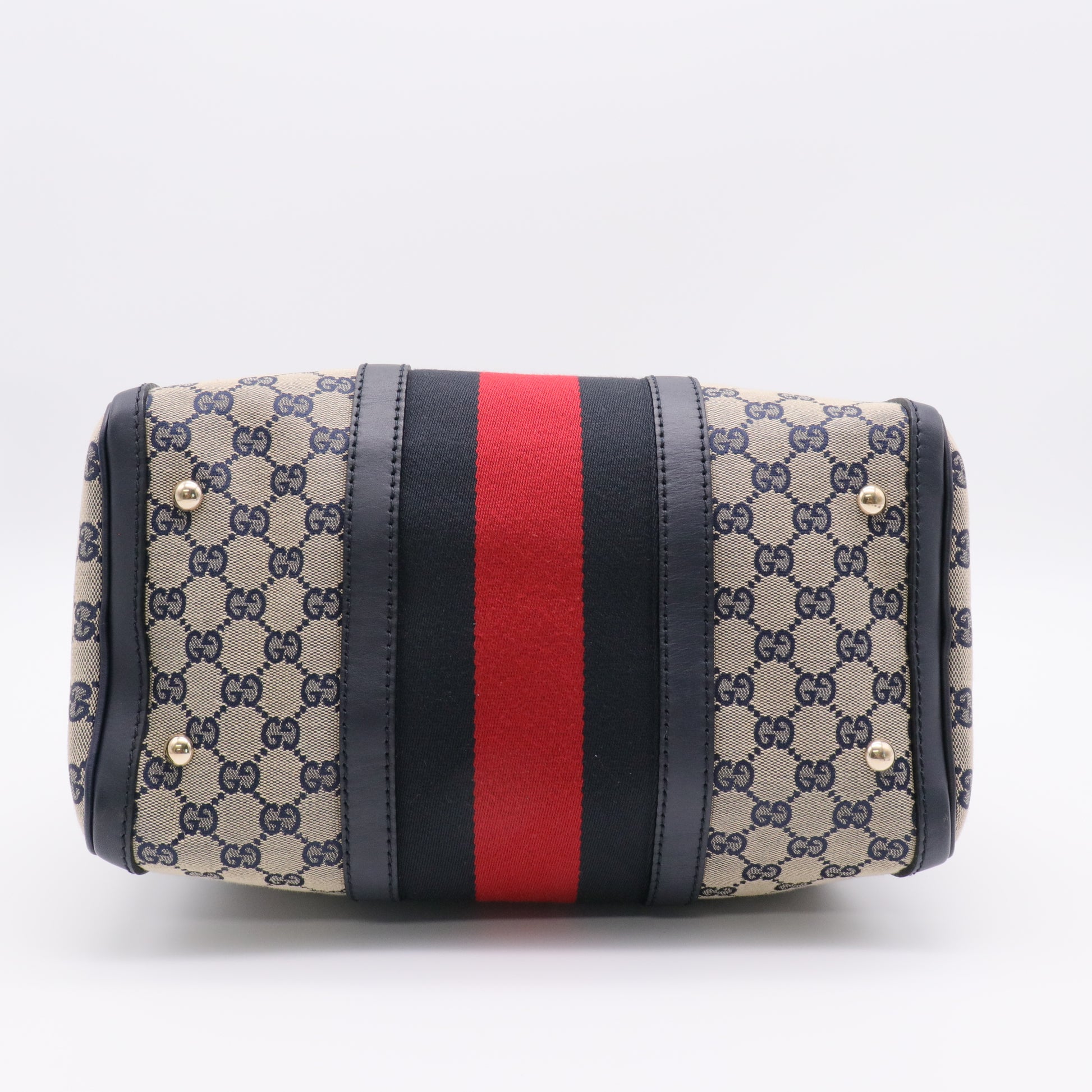 Gucc GG Canvas Vintage Web Medium Boston Bag Twins B21661