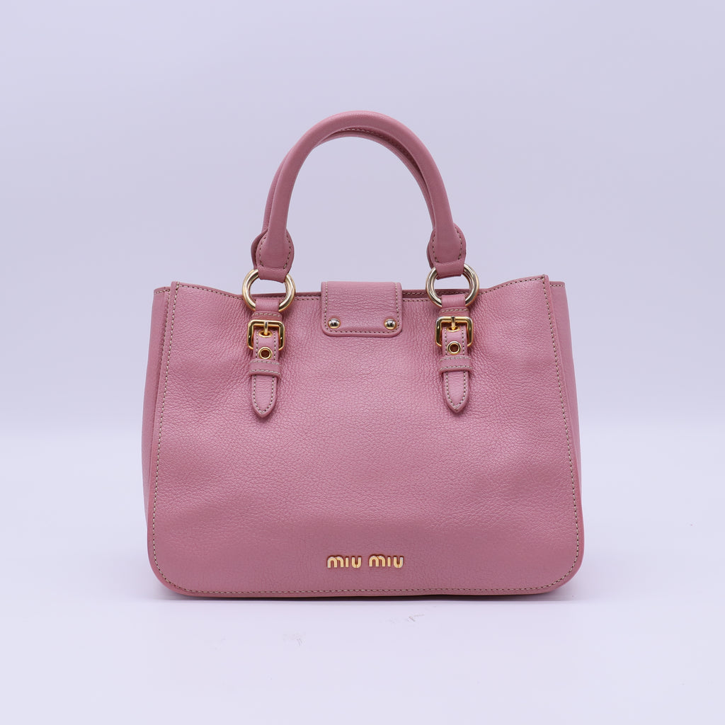 Rosa Calfskin Leather Madras Shopping Tote Bag Twins B21151