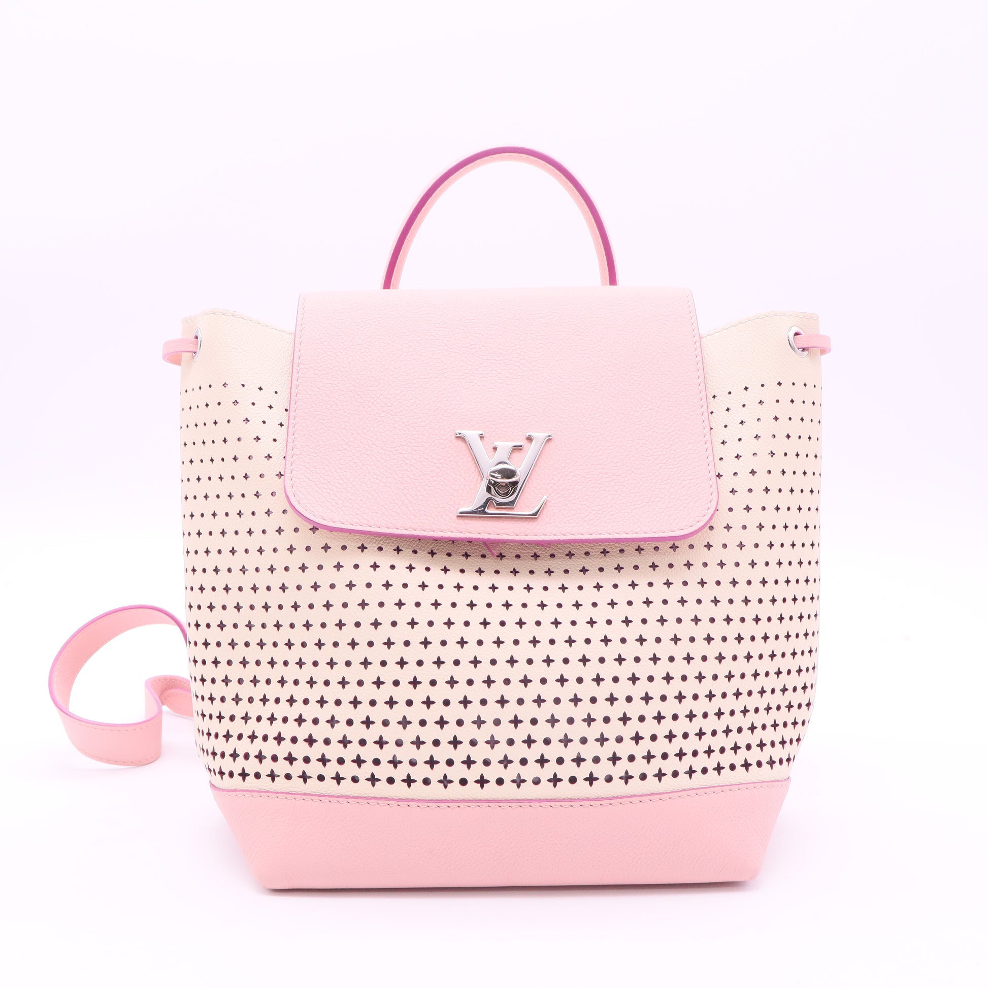 Lockme Backpack Medium Beige Leather twins