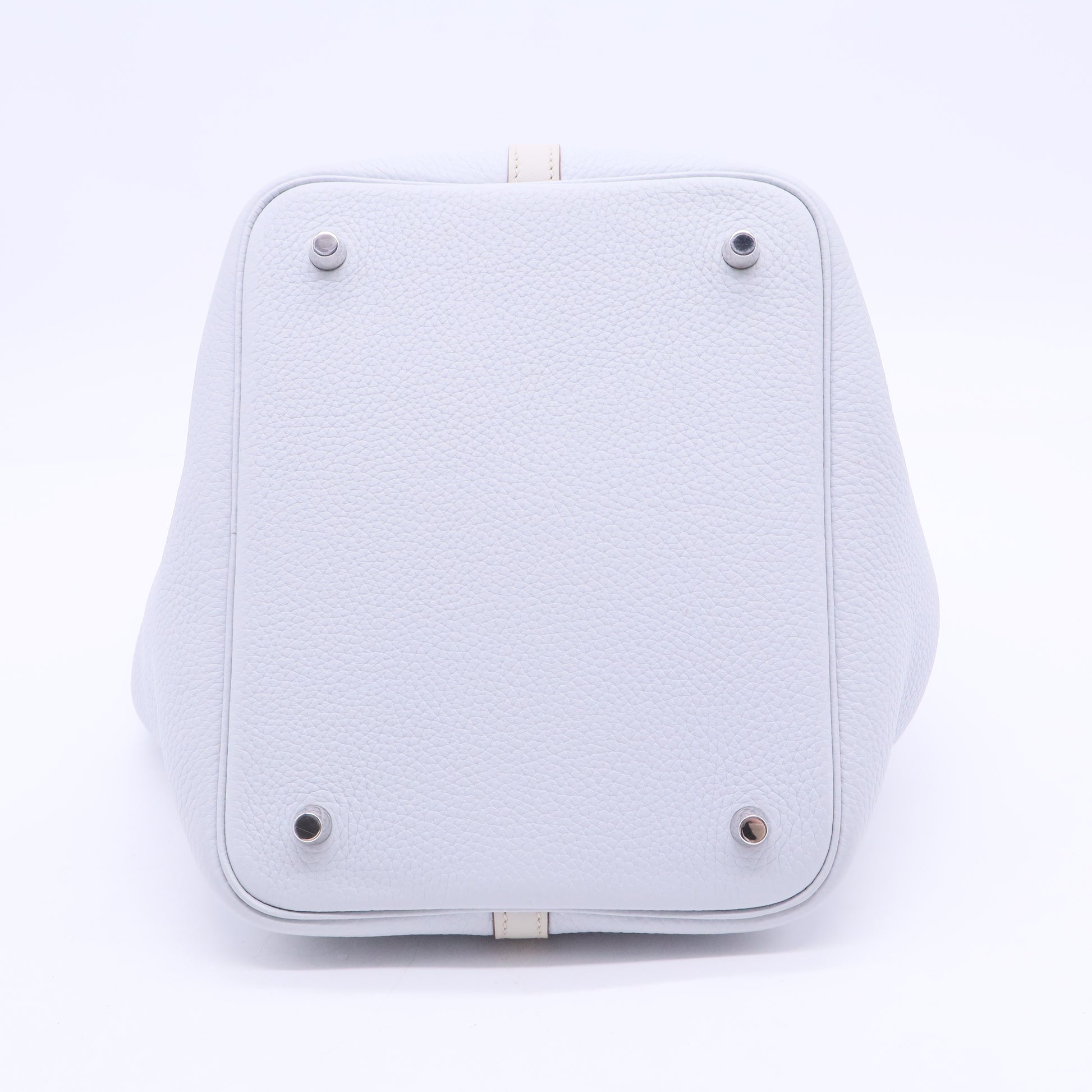 Hermes 22cmm Bi-Color Bleu Pale/Gris Pearl Clemence and Swift Leather Palladium Plated Picotin Lock Bag Twins LDJ2865