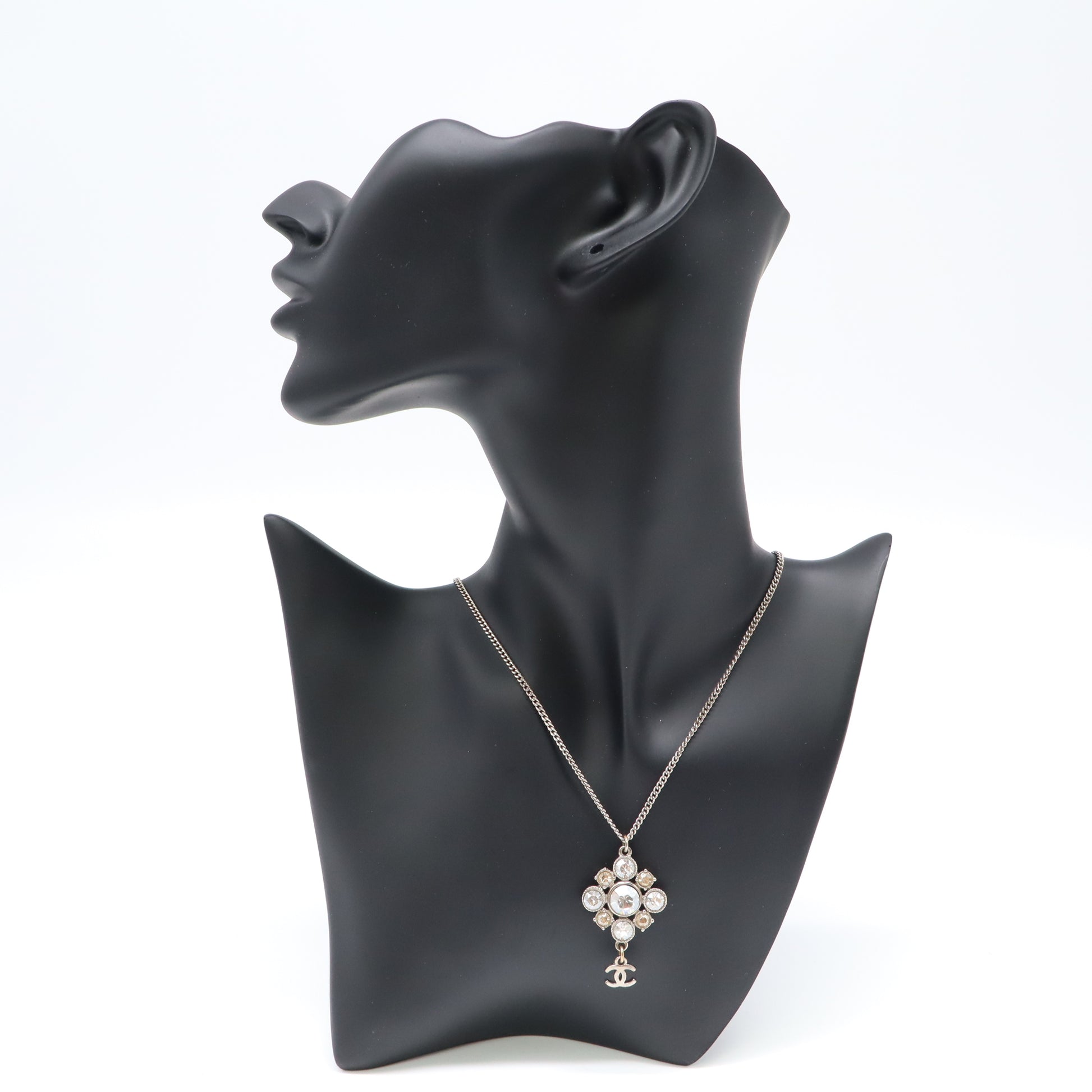 Rhinestone Silver Dangle Necklace W21870