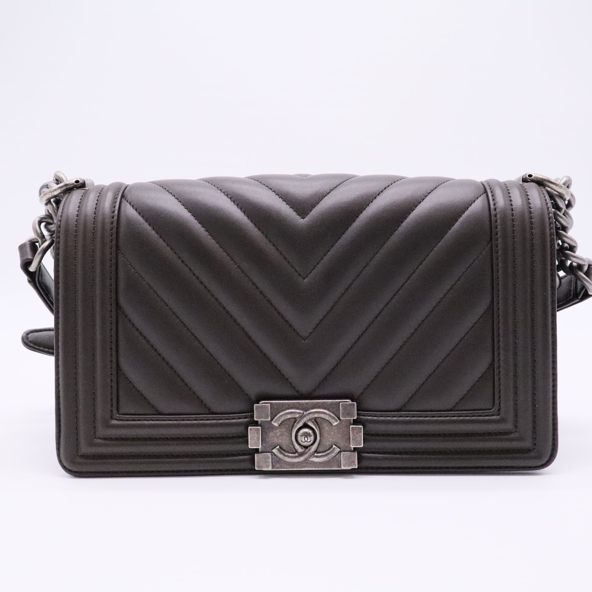 Boy Flap Bag Chevron Pleated Lambskin Old