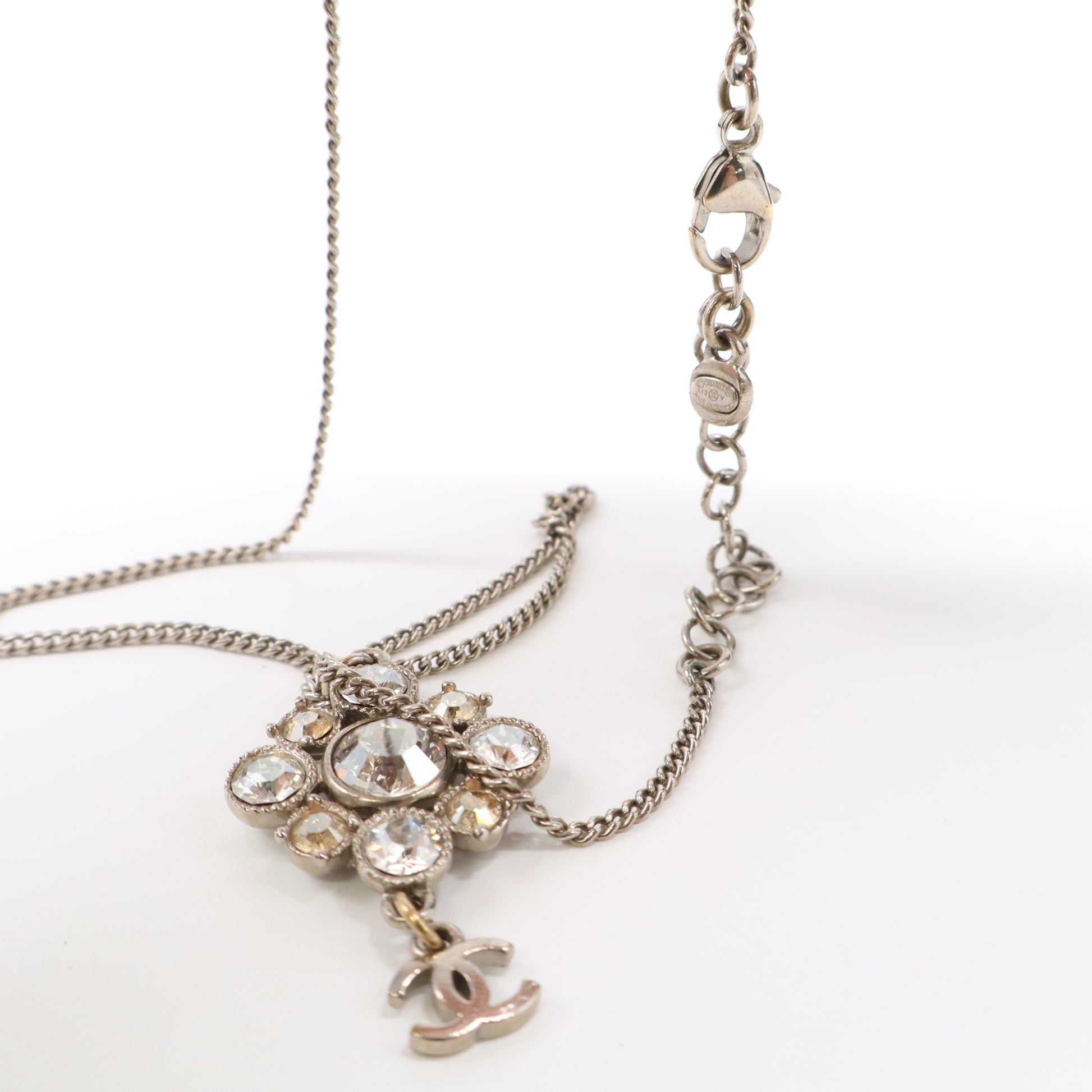 Rhinestone Silver Dangle Necklace W21870
