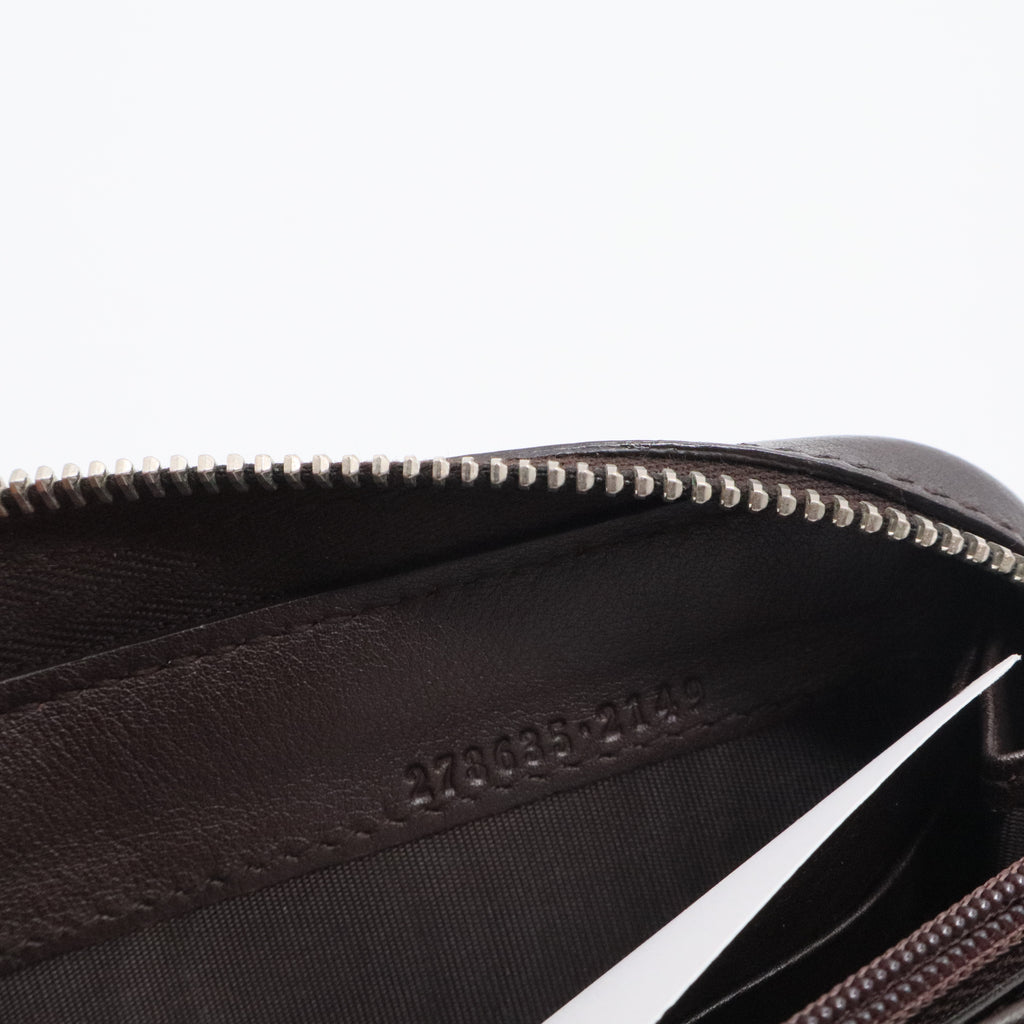 Gucci  Micro GG ssima Leather Zip Around XL Wallet Dark Brown