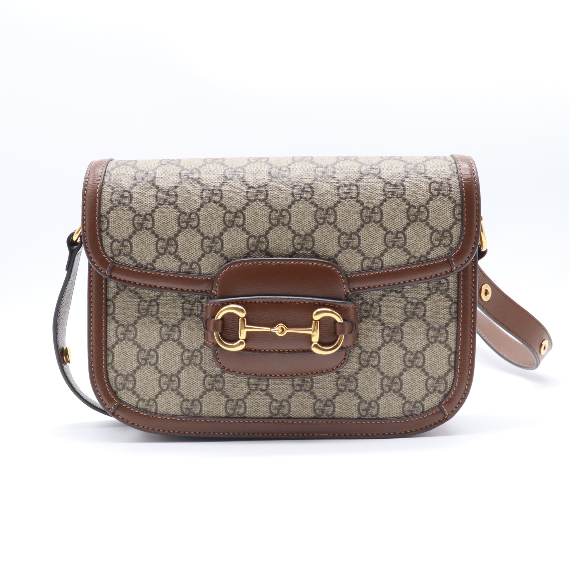 GG Supreme Monogram Horsebit 1955 Shoulder Bag Beige Brown Sugar B22286