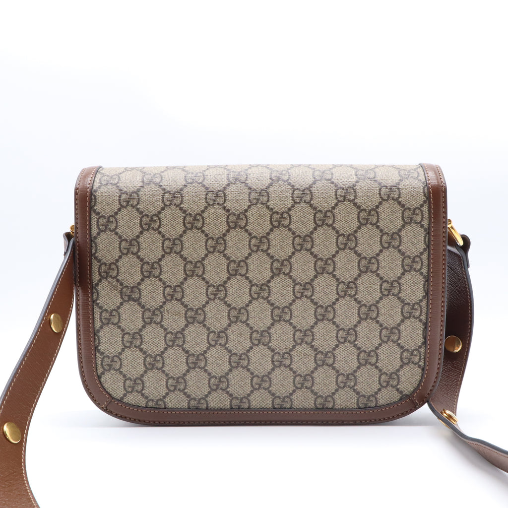 GG Supreme Monogram Horsebit 1955 Shoulder Bag Beige Brown Sugar B22286