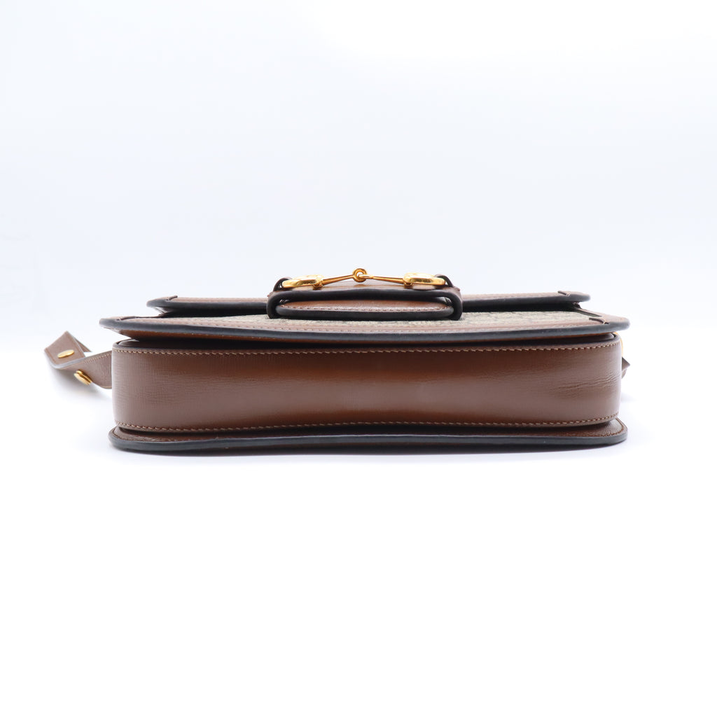 GG Supreme Monogram Horsebit 1955 Shoulder Bag Beige Brown Sugar B22286