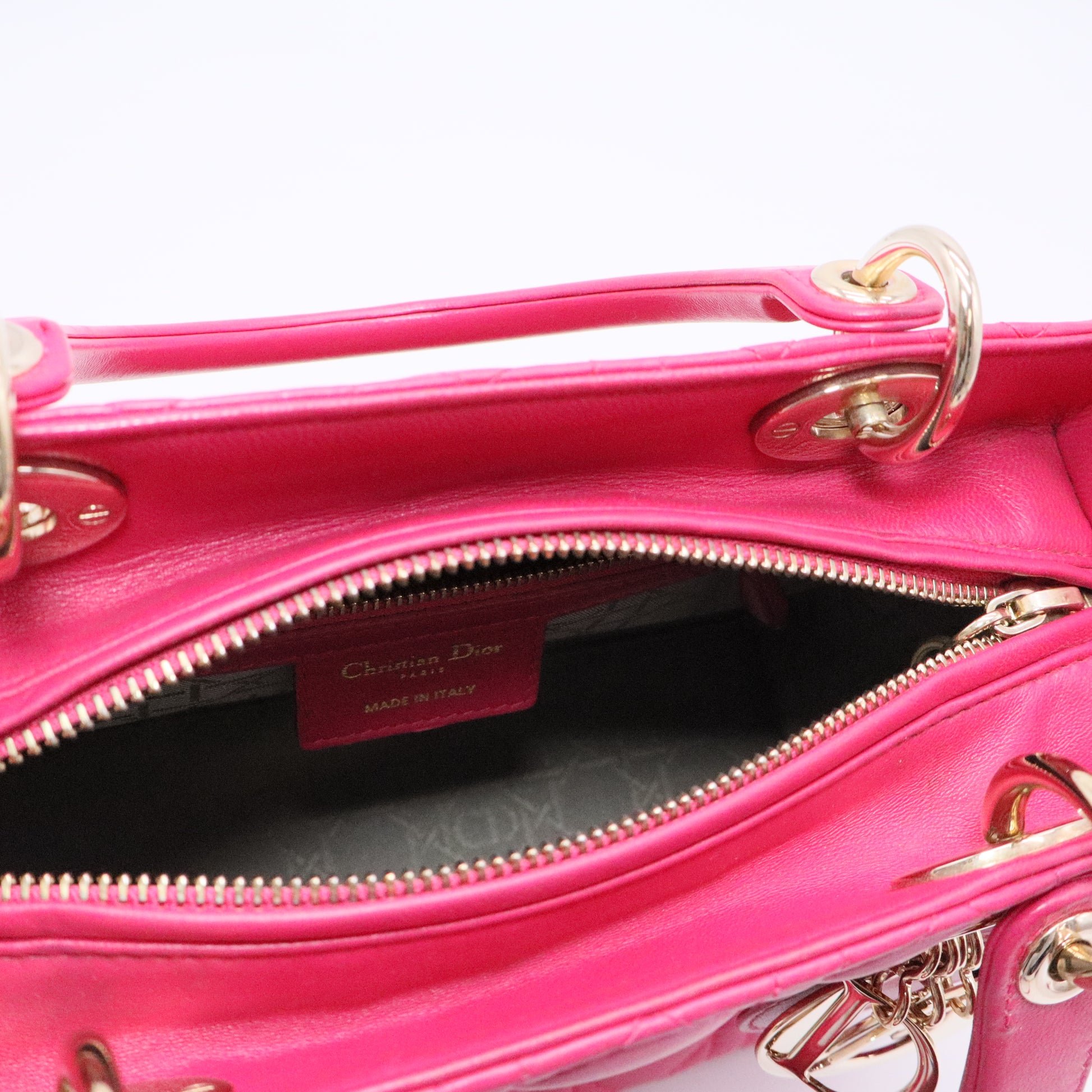 Dior Lambskin Cannage Medium Lady Dior Fuchsia