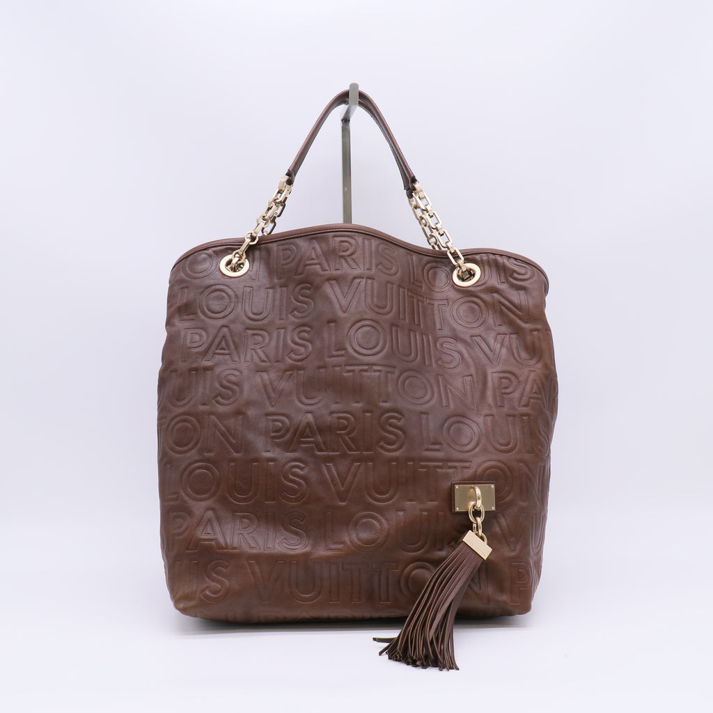 Louis Vuitton Limited Edition Chocolate Leather Paris Souple Whisper GM Bag twins B23946