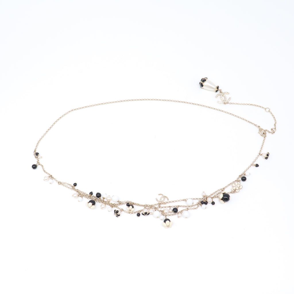 Chanel Resin Flower Faux Pearl CC Necklace W21948