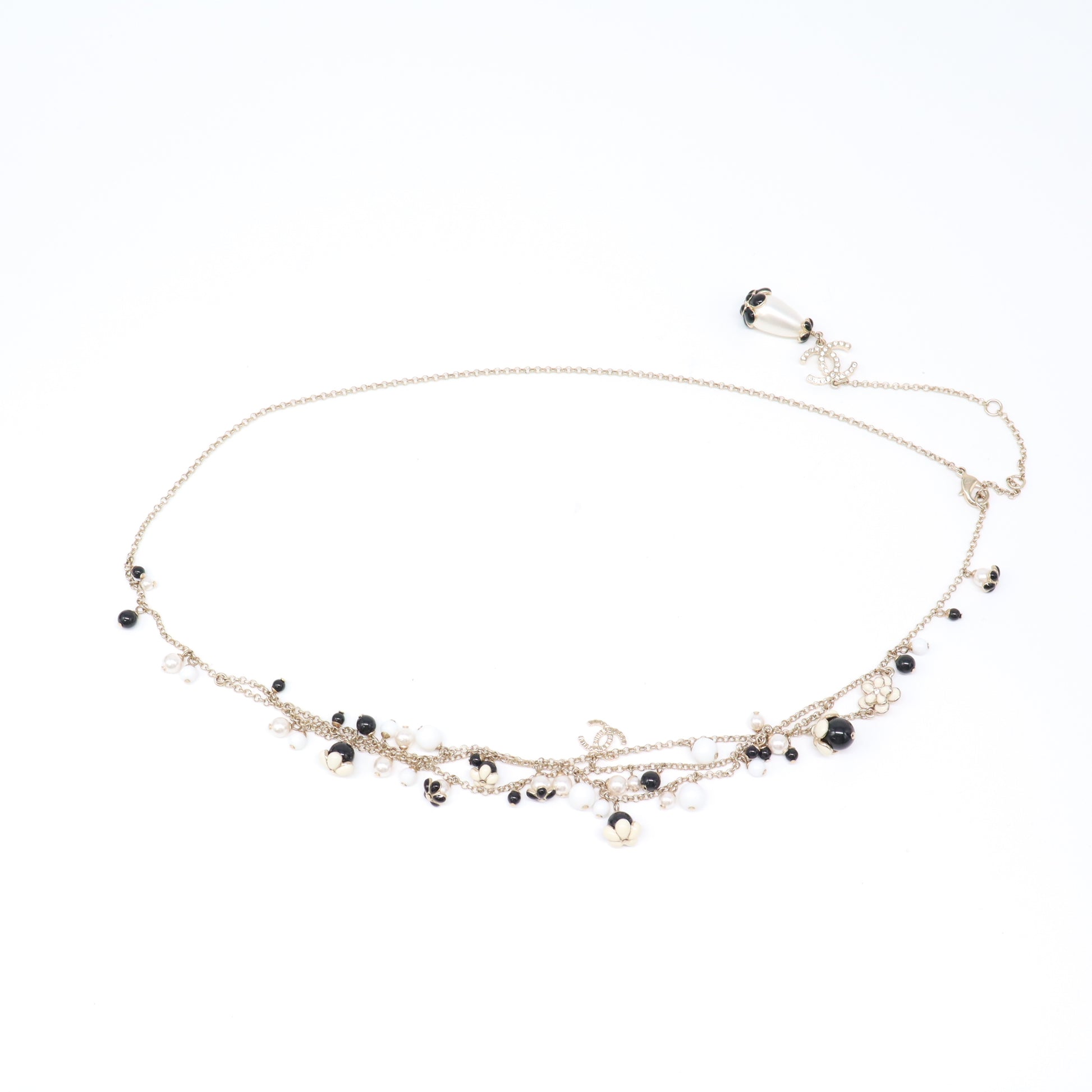 Chanel Resin Flower Faux Pearl CC Necklace W21948